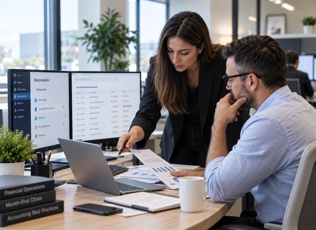 FinanceSync reconciliation hub with unmatched transactions and retry history.