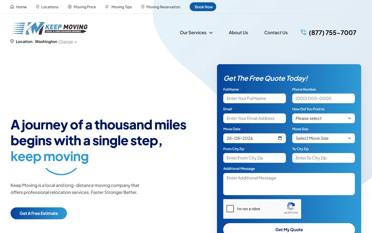 Keep Moving website homepage: Seattle moving company, website UI/UX and design by KRIVA